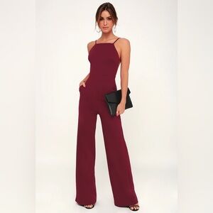 Something to Behold Burgundy Jumpsuit